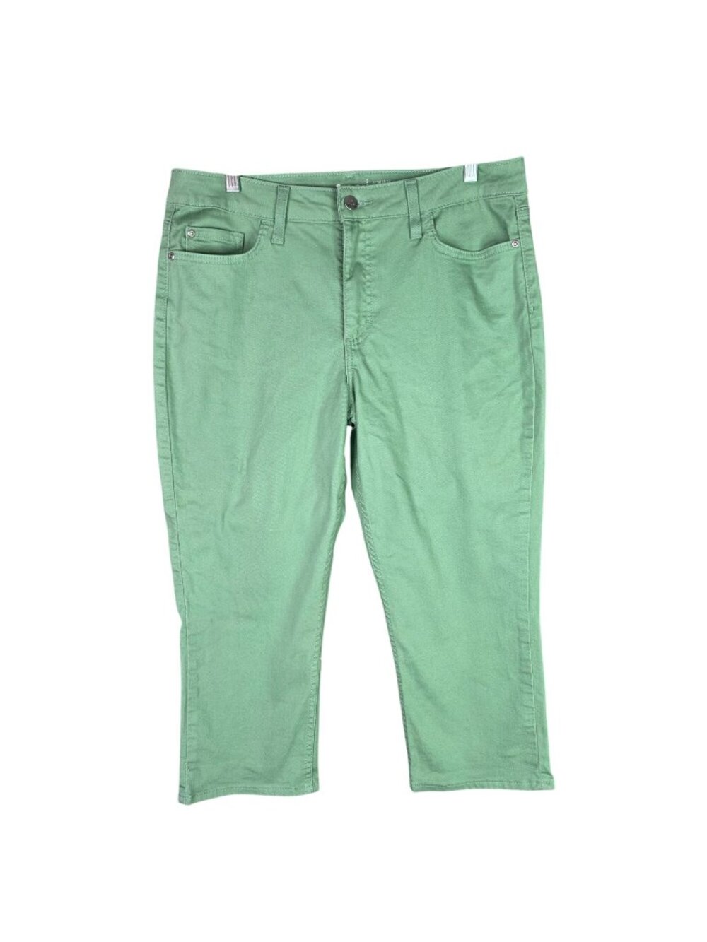 Womens Lee Green Regular Fit Mid-Rise Capri Pants Cotton Blend Stretch Size 14